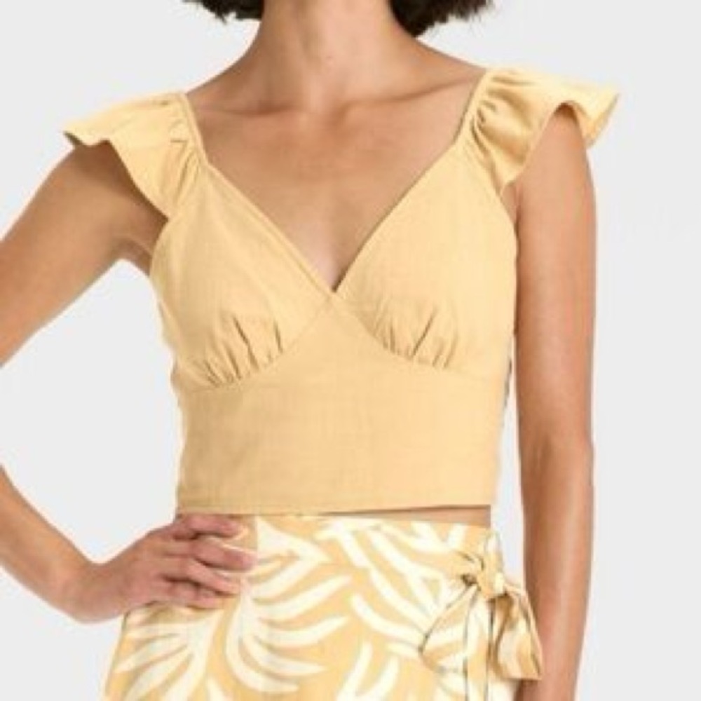 Tan Ruffle Crop Top